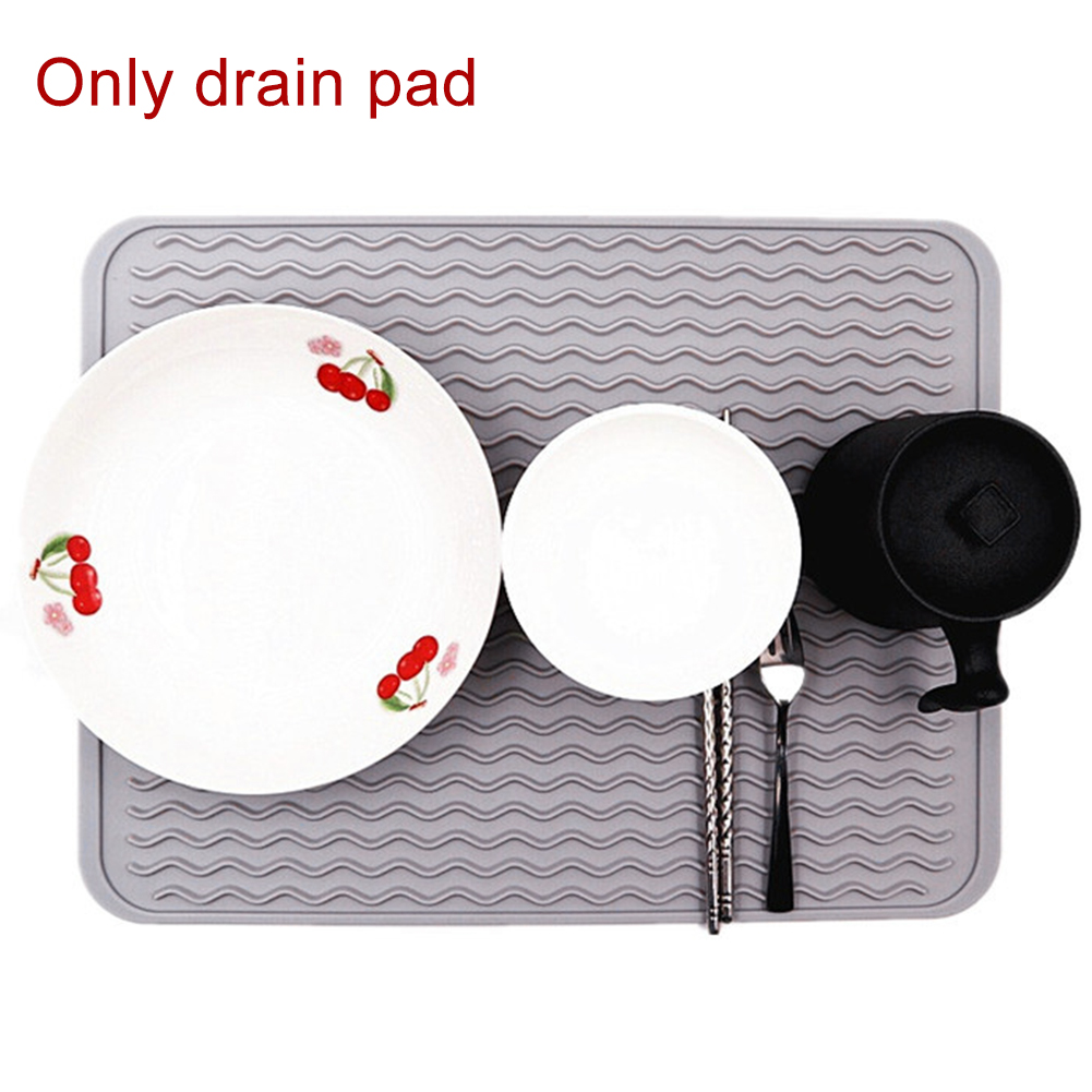 Pad bordsbricka halkfri värmebeständig husgeråd i silikon förtjockad rektangel torkfat avloppsmatta vikbar