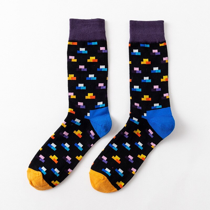 Cool estilo callejero de Harajuku Crazy Cartoon divertido mujeres Casual calcetines hombres cortos calcetines de hip hop hombres novedad feliz algodón colorido Socs: purple brick 08
