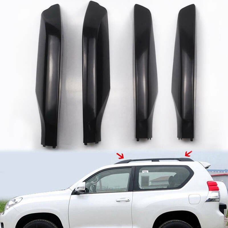 4 Stks/set Zwart Abs Auto Imperiaal Cover Einde Rail Shell Bescherm Voor Toyota Prado FJ150