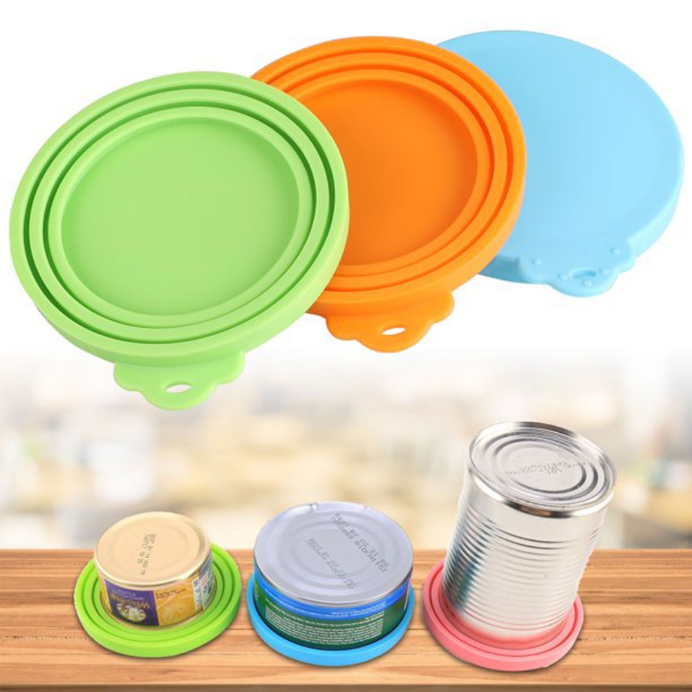 3 In 1 Reusable Food Storage Lid Keep Fresh Tin Cover Cans Cap Pet Can Box Cover Silicone Can Lid Kitchen Sealing Supplies