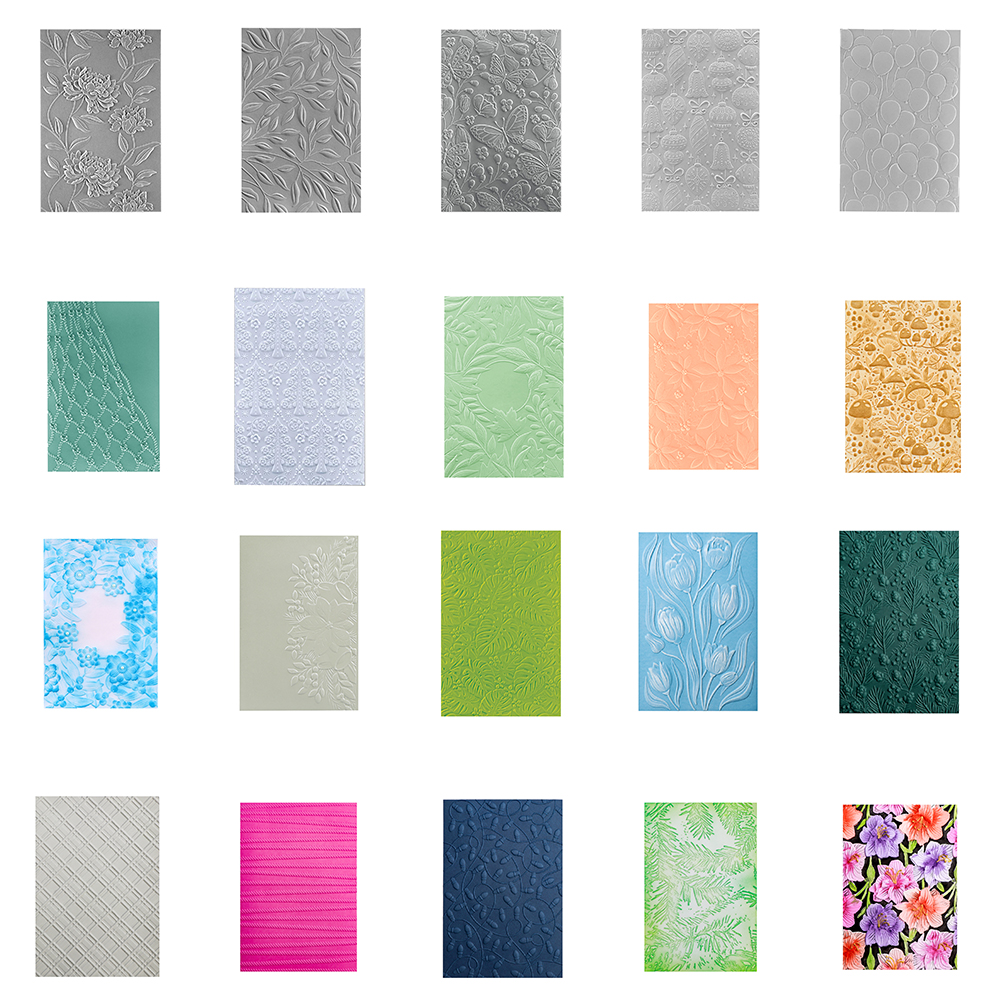 Carpeta de estampado 3D, globo, mariposa, flor, borde de hojas, plantilla de rejilla para decoración de álbum de recortes DIY, tarjeta de papel con textura adicional 2025