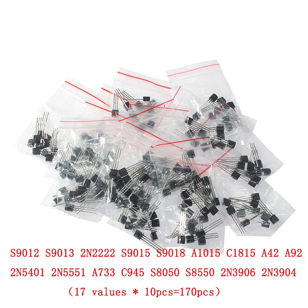 50-900PCS Transistors kit NPN PNP S8050 S8550 S9012 2N3904 2N3906 C1815 A1015 MJE13001 BC327 BC337 BC517 BC547 BC548 BC549 BC558: GRAY
