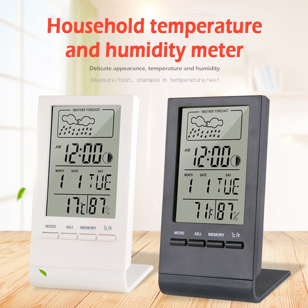 Thermometer Hygrometer Gauge Indicator Automatic Electronic Temperature Humidity Monitor Indoor/Outdoor Weather Station Clock