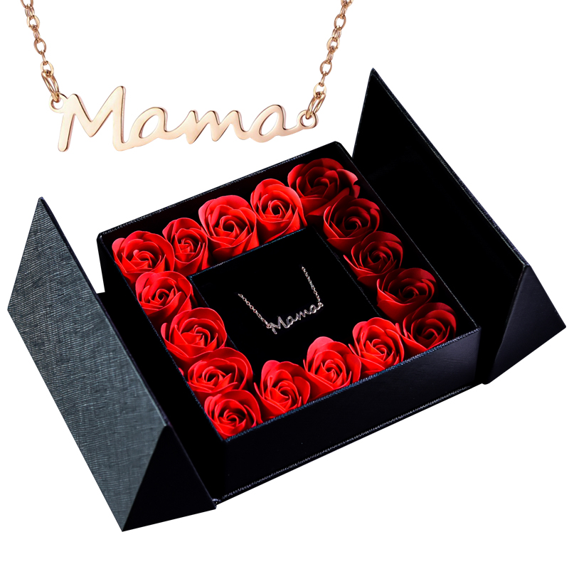 Cadeaus voor vrouwen Sieraden Hanger Ketting/w Zeep Eeuwige Roos Geschenkdoos Moederdag Ketting Sieraden Huwelijksverjaardag