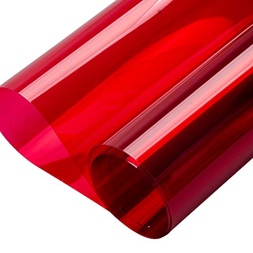 Película de vidrio Multicolor para ventana, decoración de colores transparente, tinte Protector UV, película adhesiva, bricolaje, películas decorativas bidireccionales: 60cm * 5m / Rojo