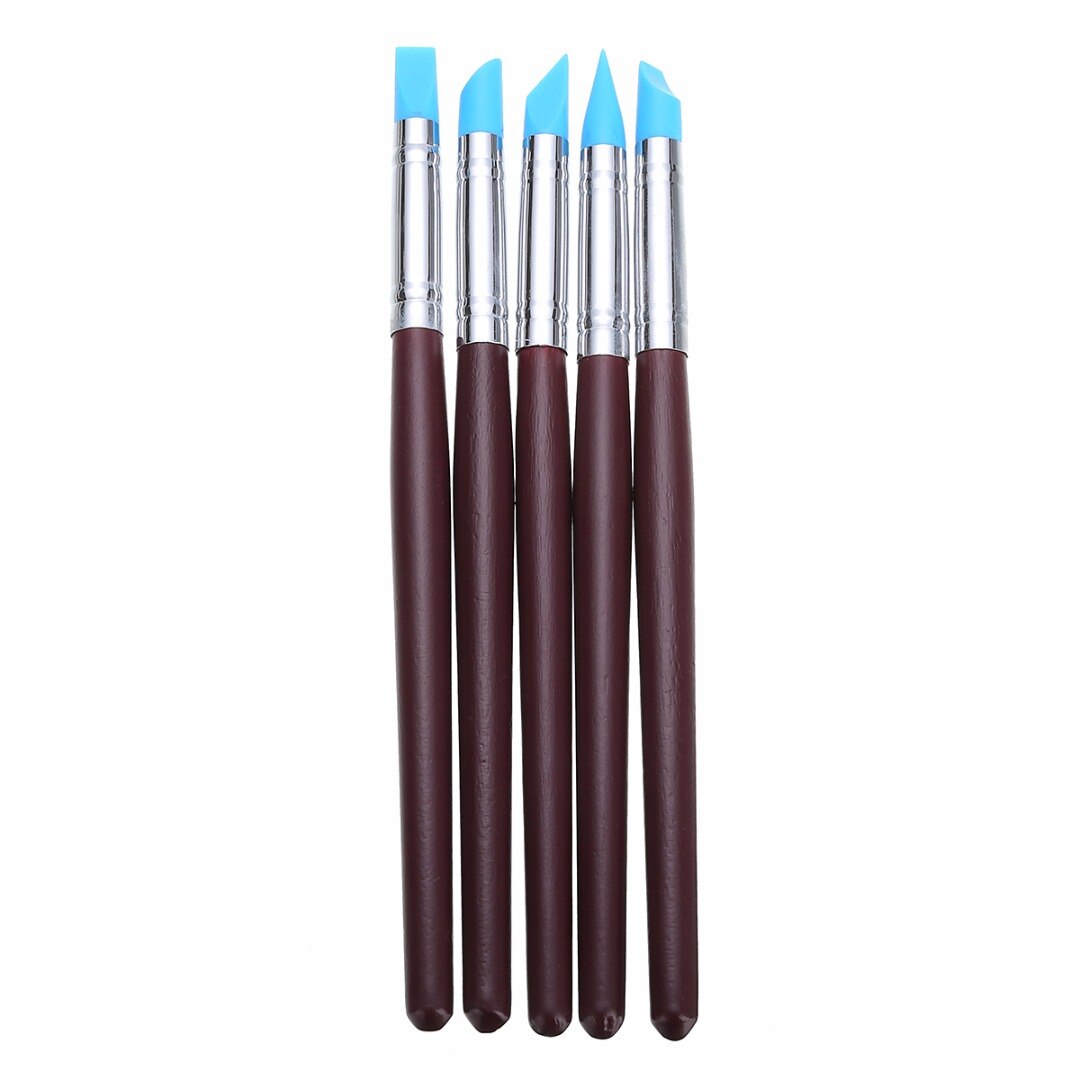 5pcs Silicone Rubber Klei Shaper Beeldhouwen Fimo Polymer Modellering Nail Art Craft Aardewerk Klei Tool Set