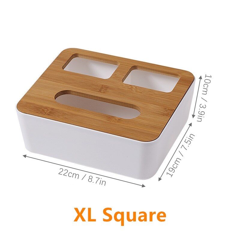 Home wooden plastic tissue box Kitchen solid wood napkin holder box Restaurant tissue case holder Office storage tissue canister: XL  Square