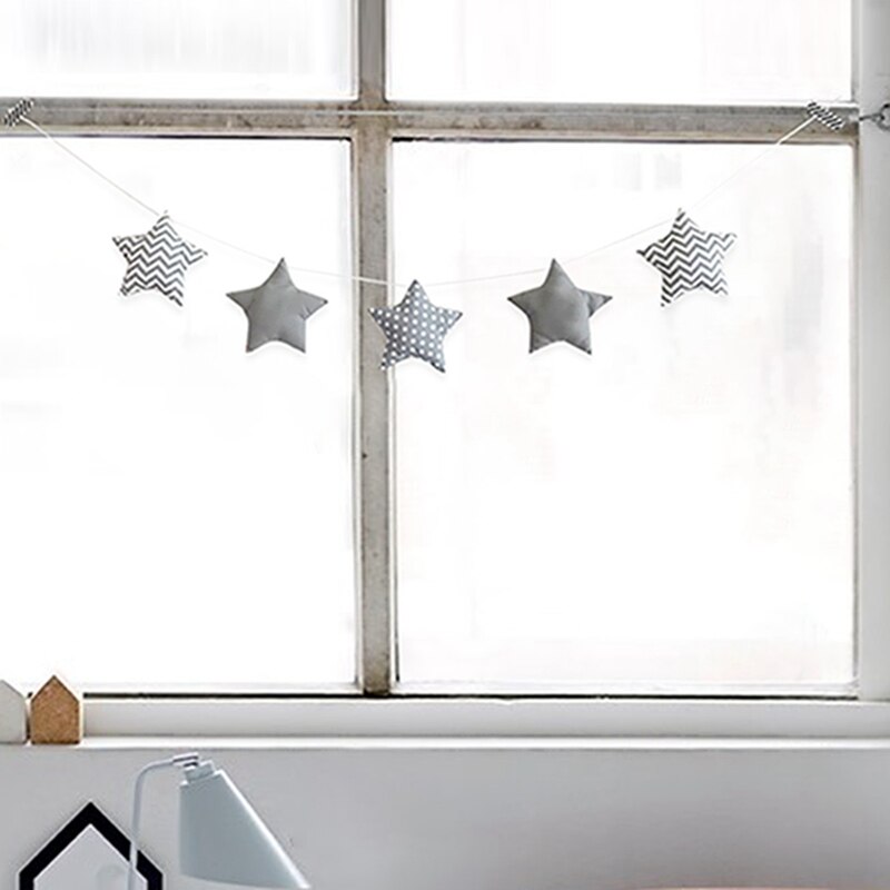 Décoration nordique pour chambre de bébé, décoration murale suspendue, tente, lit, étoile, guirlande, bannière de fête, fête prénatale, accessoires Photo: S2