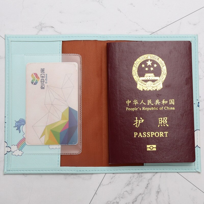 Novo estilo unicórnio capa de passaporte couro do plutônio unisex titular do cartão de crédito moda estampas animais passaporte titular caso protetor