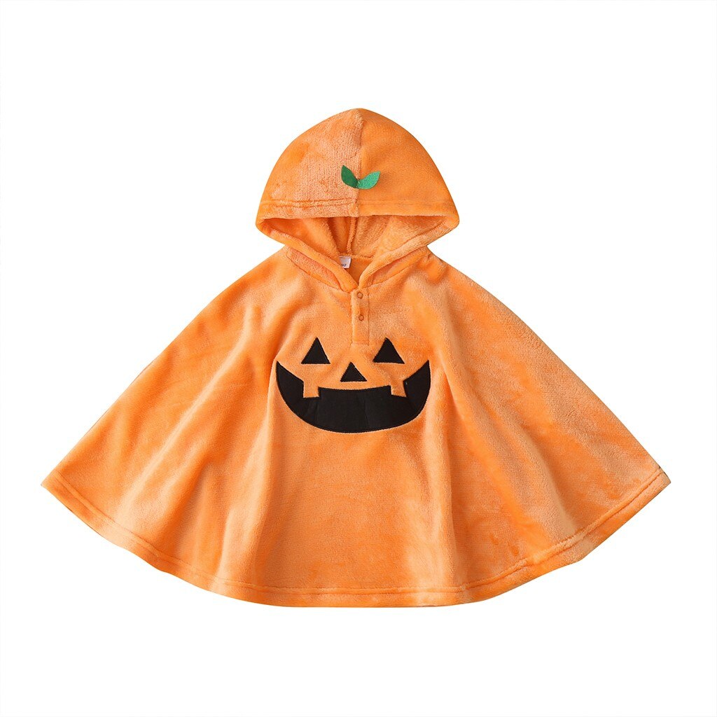 Halloween Baby kids Pumpkin Print Hoodie Jacket Toddler Kids Girls Halloween Pumpkin Print Hoodie Cape Coat Costume Shawl: 4T