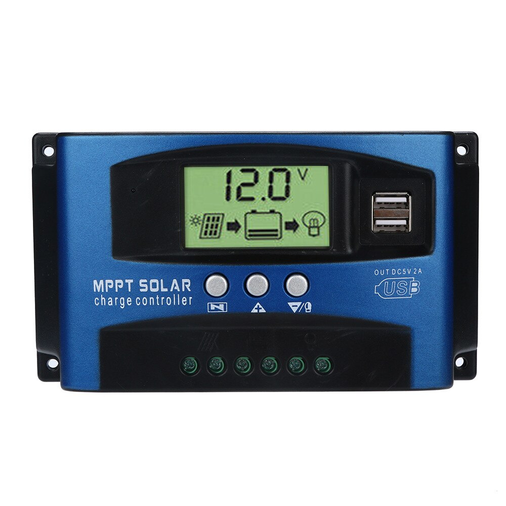 MPPT 40/50/60 Solar Charge Controller Dual USB LCD Display 12V 24V Auto Solar Cell Panel Charger Regulator with Load 90716