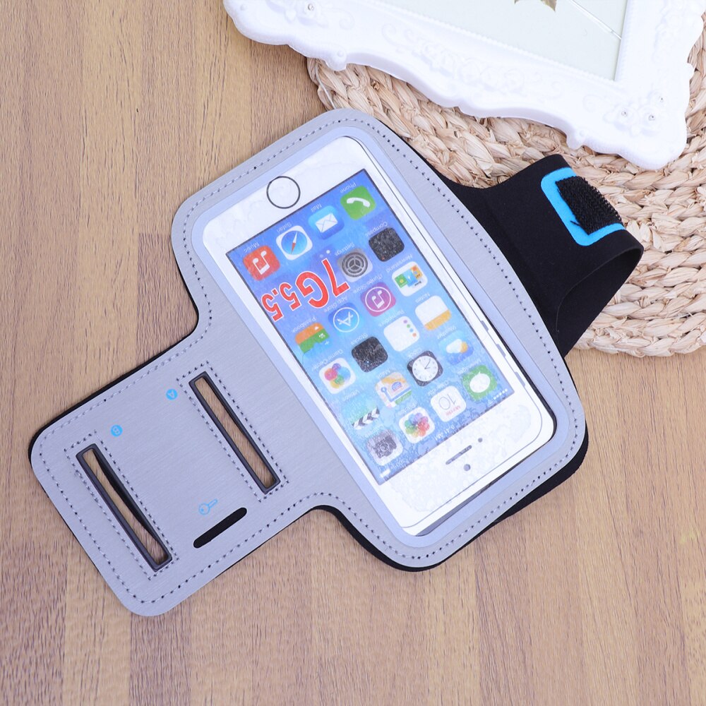 1 Pc Arm Band Case Universal Water Resistant 5.5 Inch Sports Armband for Running Hiking: Silver grey