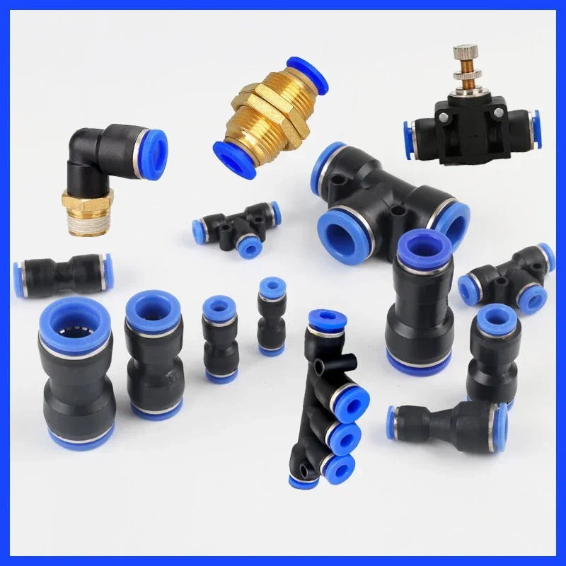Pneumatisk fitting fittings hurtigkobling luft vandslange rørforbindelser plast pu  py 4 6mm 8mm 10mm 12mm 16mm stik ind i stik