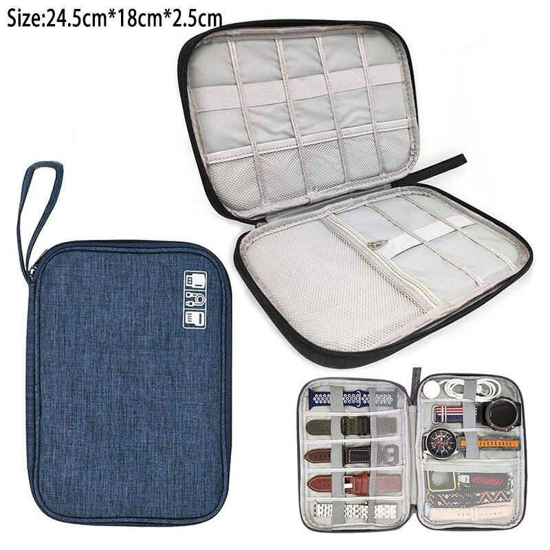 8- pocket storage bag for samsung galaxy watch 4, apple watch 7, huawei watch strap, travel dustproof bag, portable watch band case: Dark blue