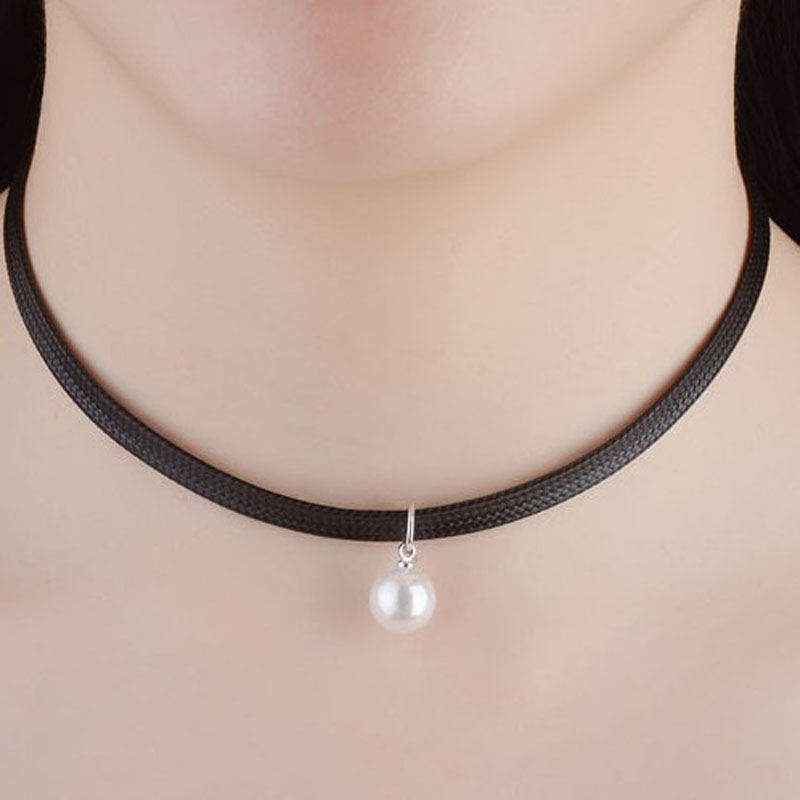 KOFSAC Prachtige Parel 925 Zilveren Ketting Kettingen Voor Vrouwen Black Wax Touw Draaimomenten Choker Ketting Sieraden Meisje Beste Cadeaus