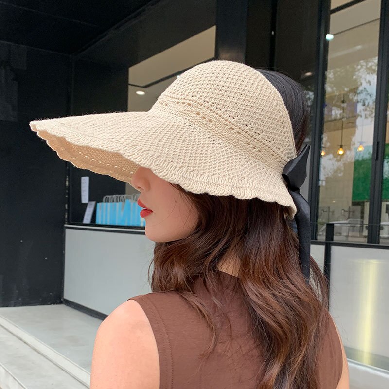 Canze Vrouwen Zomer Koreaanse Strooien Hoed Zon Bescherming Naked Top Zonnehoed Outdoor Strand Fisher Zonnehoed: lace beige