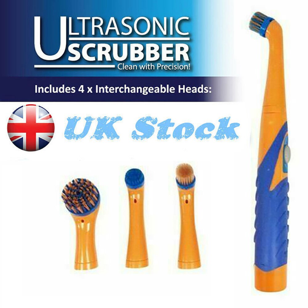 Sonic Scrubber Electric Cleaning Brush Ultrasonic Dust Cleaner Kitchen Supplies: Orange