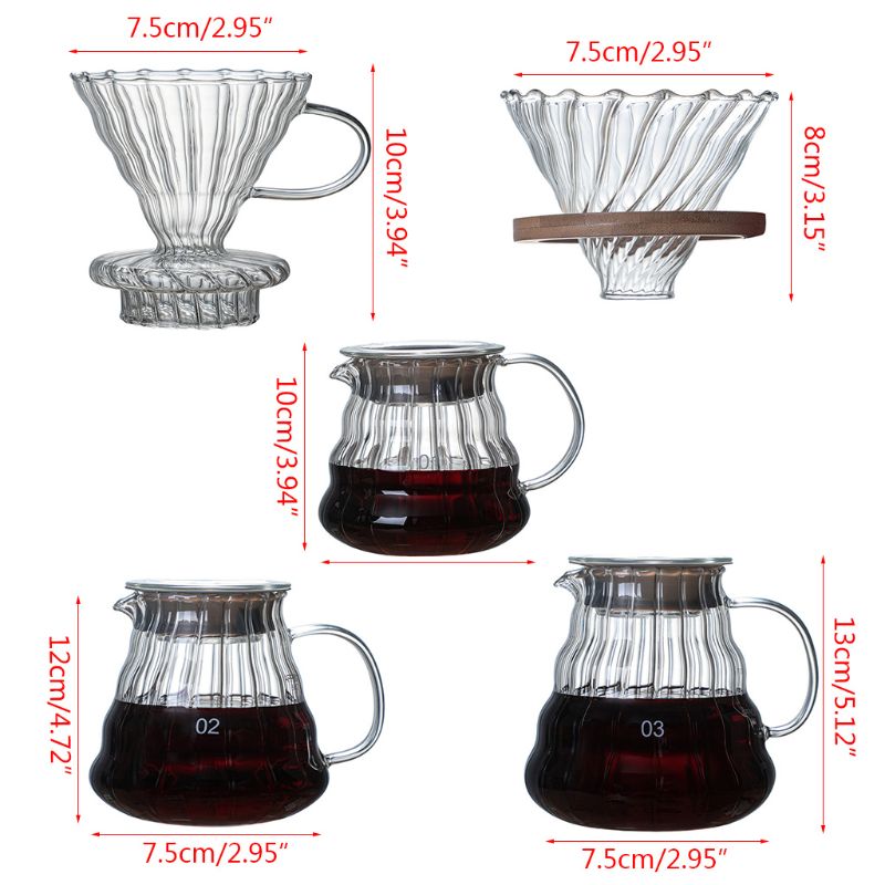Pour Over Coffee Dripper Glass Slow Brewing Accessories for Home Cafe Restaurant