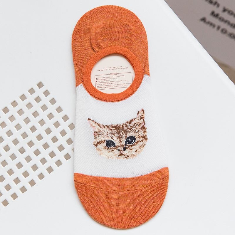 Ankelstrømper kvinders sjove dyr søde print no show sokker kvinder unisex skridsikre sokker sox tegneserie kat til kvinder: Lc0289x