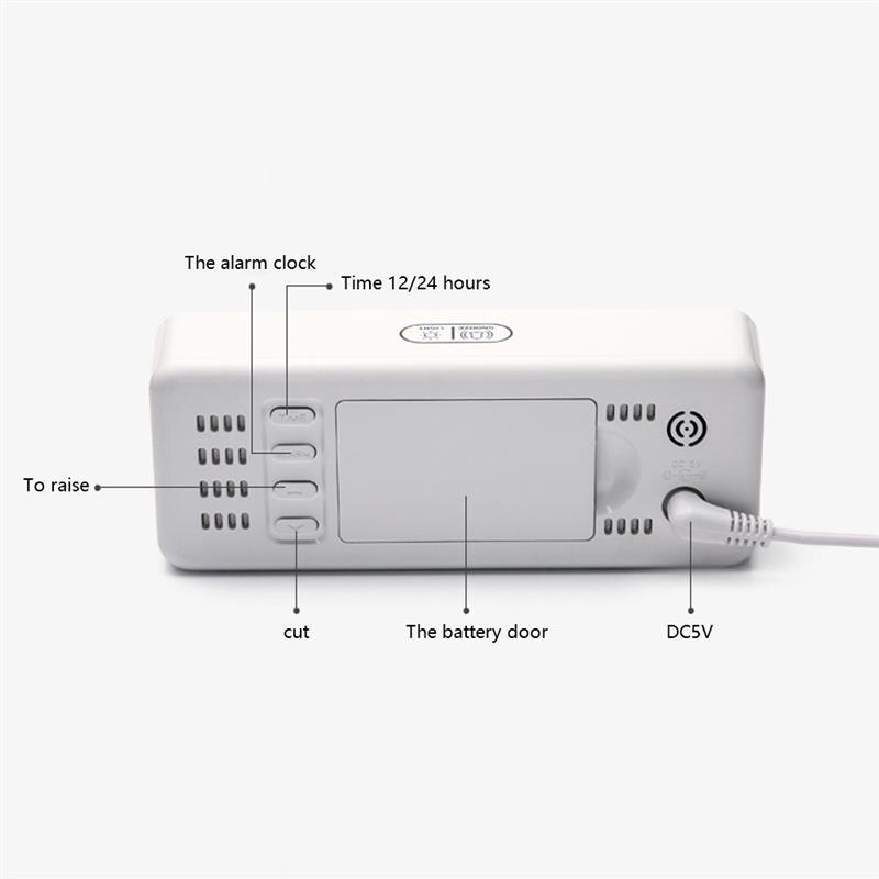 Digitale Led Spiegel Wekker Digitale Snooze Tafel Klok Wake Up Light Elektronische Tijd Temperatuur Display Decoratie Klok