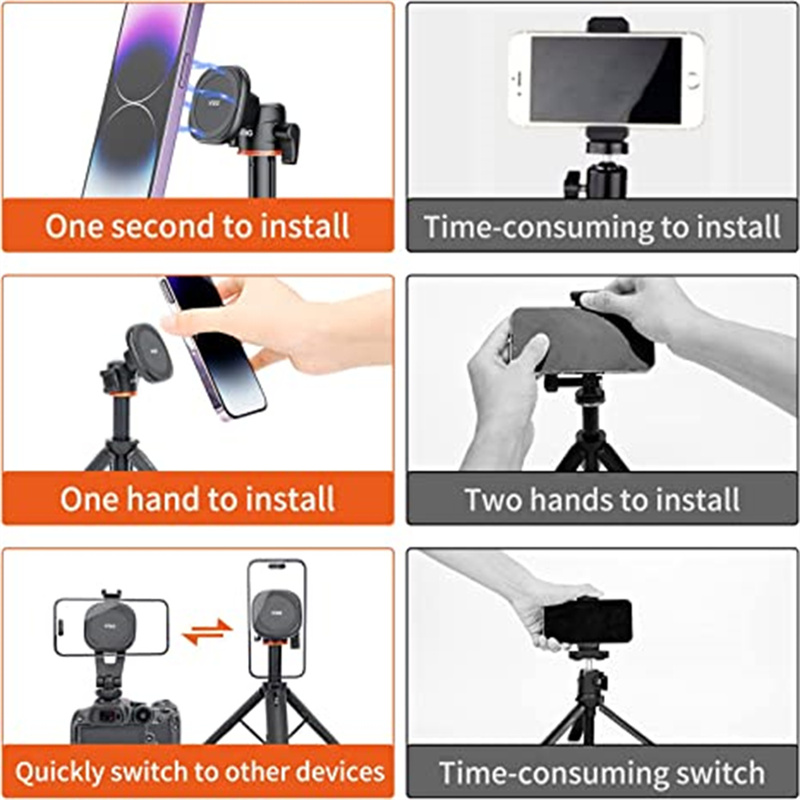 Trípode magnético extensible para Selfie Stick w 1/4 ", anillo de montaje para teléfono celular, soporte para Magsaf, iPhone 15, 14, 13, 12