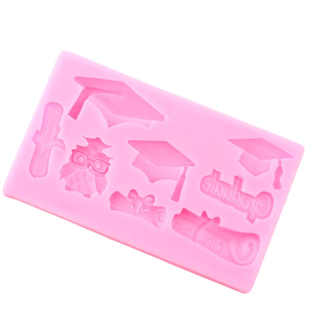 Moldes de silicona para graduación, molde de Fondant con forma de búho para despedida de soltera, herramientas de decoración de pasteles de , arcilla de caramelo, Chocolate, pasta de goma