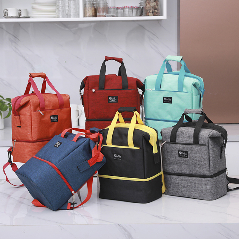 Mochila aislante para comida de bebé, bolsas térmicas calientes para botella de leche infantil de gran capacidad, Color sólido, a la , MBG0458