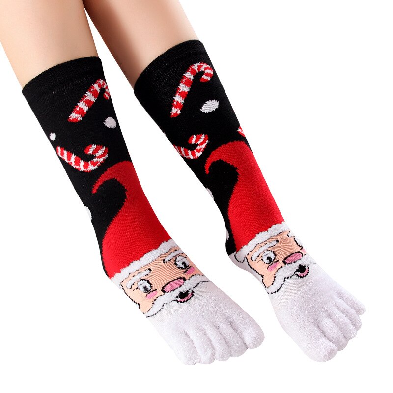 Aitonoble Girls and Women Christmas Socks Toes Socks Christmas Socks Fall Winter Socks Socks: White Santa Claus