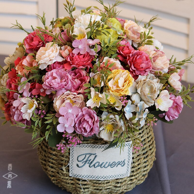1 bunch peony artificial flowers plants Christmas false flower arrangemen Shooting props wedding decoration home decor