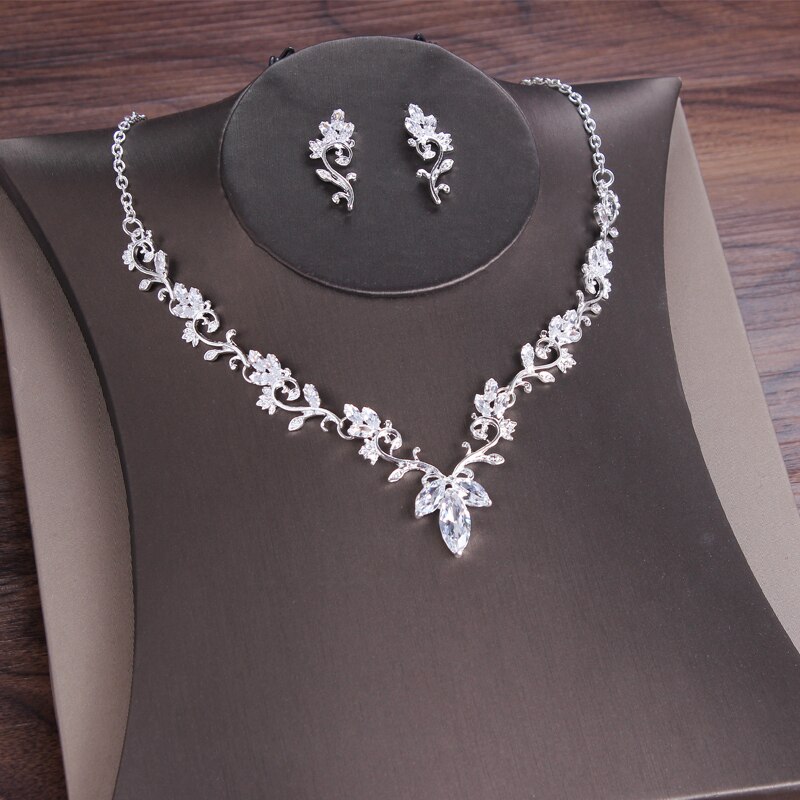 Crystal Bridal Jewelry Set Cubic Zircon African Crown sets Tiara Earrings Choker Necklaces Weddings African Beads Jewelry Sets