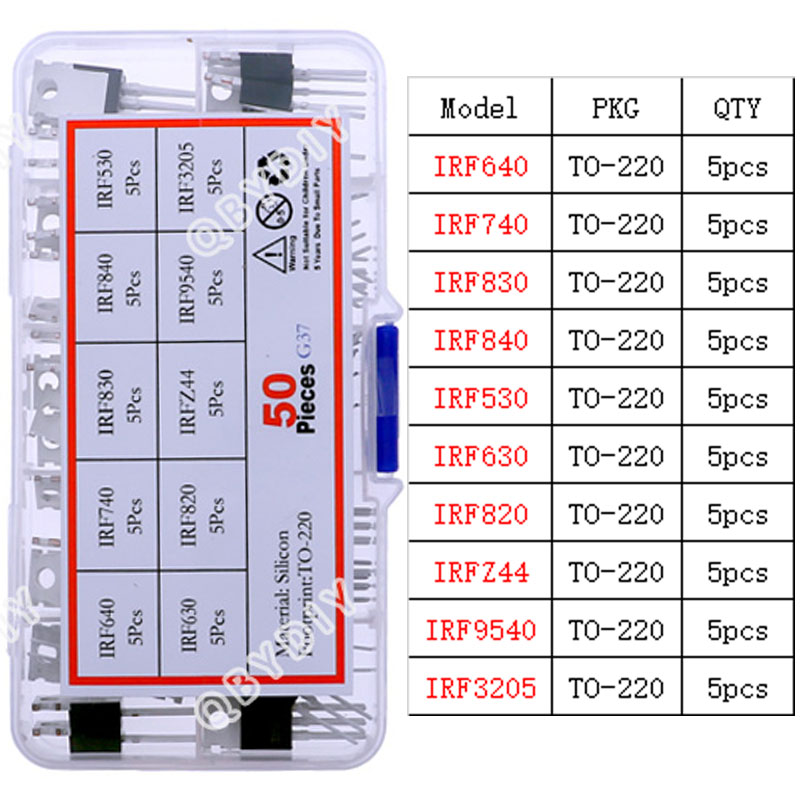 TO-92 TO-92L TO-126 TO-220 Serie Mosfet Triodo Tiristor PNP NPN Transistor Surtido Kit Caja: Morado