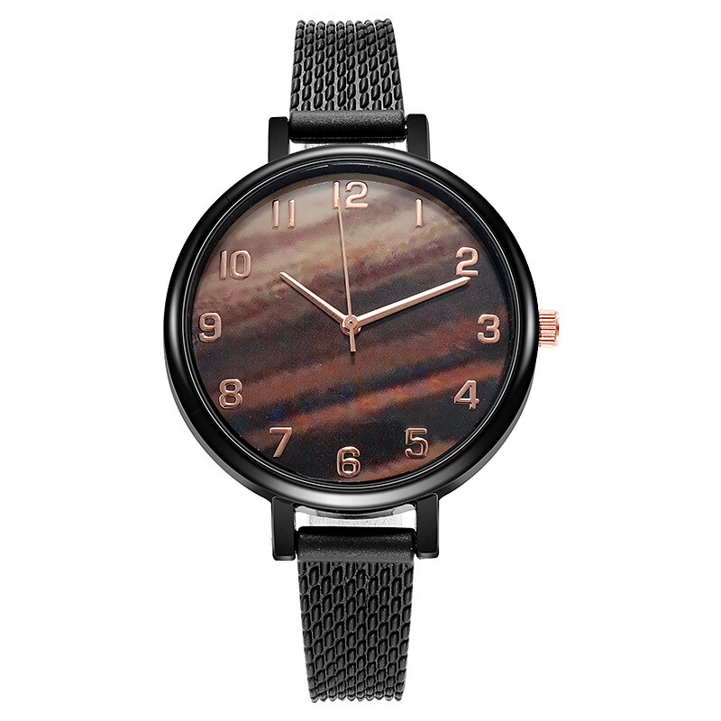 SHSHD-reloj de cuarzo noctilucente para mujer, pulsera de malla de acero inoxidable de 39mm, color oro rosa, resistente al agua,