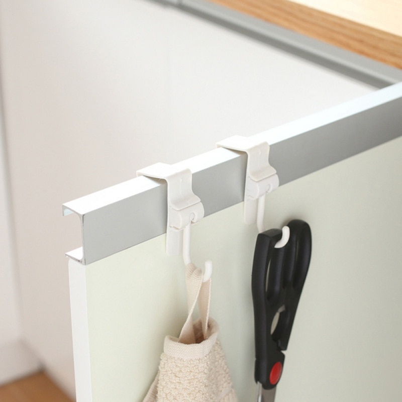 2pcs Swivel Hook Kitchen Sink Cabinet Door Hook Door-Back Garbage Bag Plastic Hook Bathroom Kitchen Organizer Hanger
