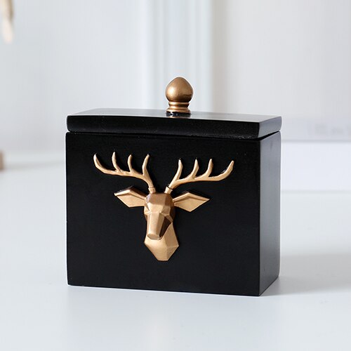 Deer Head Craft Toothpick Holder Tabel Storage Box Toothpick Dispenser Container Toothpick Dispenser: Black-S