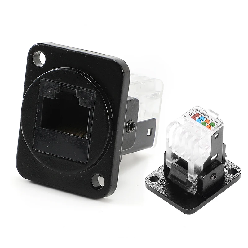 D-typ modul 8 p 8c rj45 kontakt hane hona uttag industrikamera nätverkskommunikation 4 stift  rj11 kat 6a med dammskydd: Röd