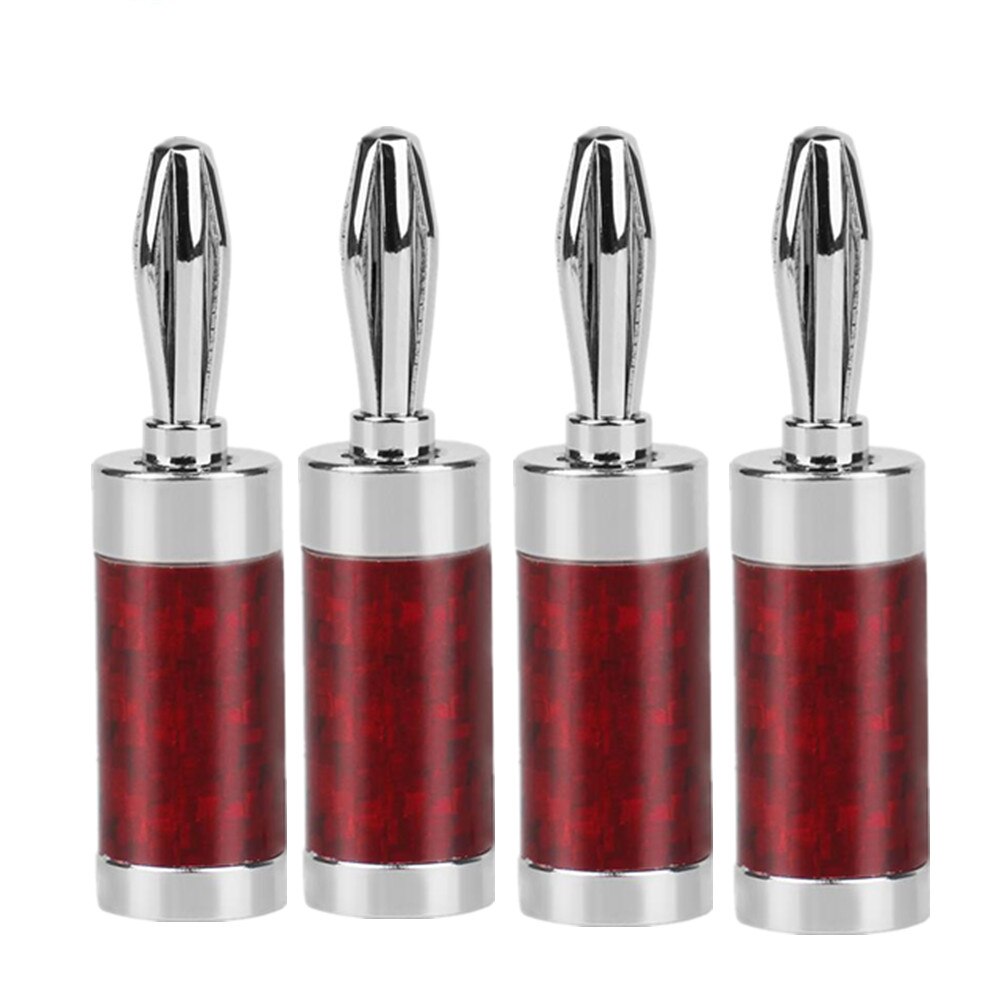 4pcs HIFI Banana Plug Male Audio Connector 8mm Screw Rhodium Plated Carbon Fiber Plugs Speaker Terminal Banana Jack Adapter DIY: Red / 4pcs