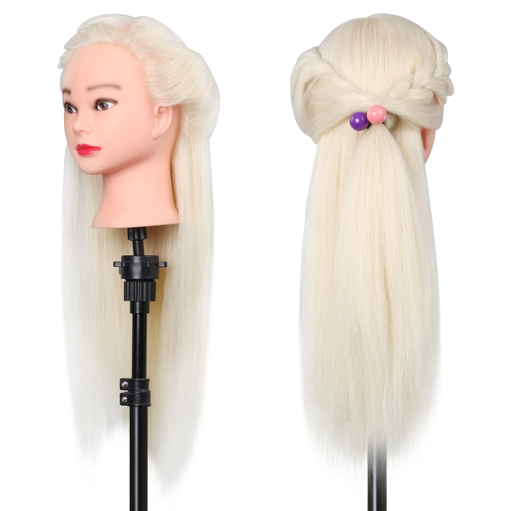 50%  echte haren 60cm blonde haren mannequin hoofden haarverzorgingstraining poppenhoofden haar mannequins
