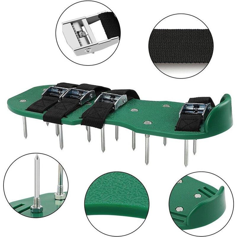 Gazon Beluchter Schoenen 4-8Pcs Verstelbare Bandjes Zware Spiked Sandalen Schoenen Met Metalen Gespen Voor Beluchten Gazon bodem Yard Gras