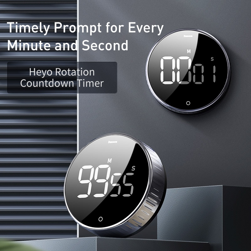 Baseus LED Digital Kitchen Timer Magnetic Electronic Cooking Countdown Time Timer Oven Cooking Timer Study Stopwatch Alarm Clock