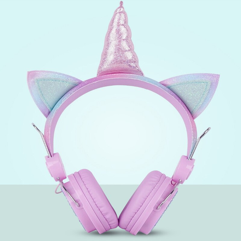 Casque licorne Bluetooth 5.0, avec Microphone, pour ordinateur portable, téléphone, PC, MP3, tablette, appareil Audio, de noël: Bleu