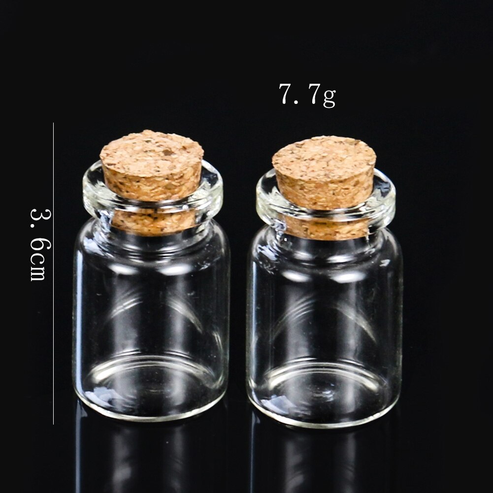 1 st 5/10/20ml önskande flaskglas meddelande flaskor burkar med lock drivande flaska korkpropp mini transparent glasflaska: 5ml