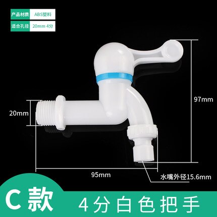 Grifo de agua de plástico de , llave de rosca macho de 1/2 &quot;y 3/4&quot;, material ABS duradero para riego de jardín, válvula de agua para lavadora: 3