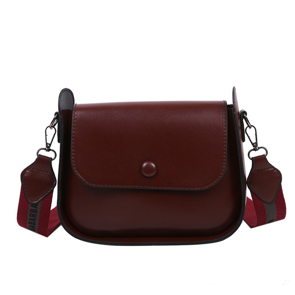 Frauen fest Farbe Schulter Tasche lässig weit Bote Handtaschen weiblich retro klein PU Leder Crossbody Taschen: dunkel Braun
