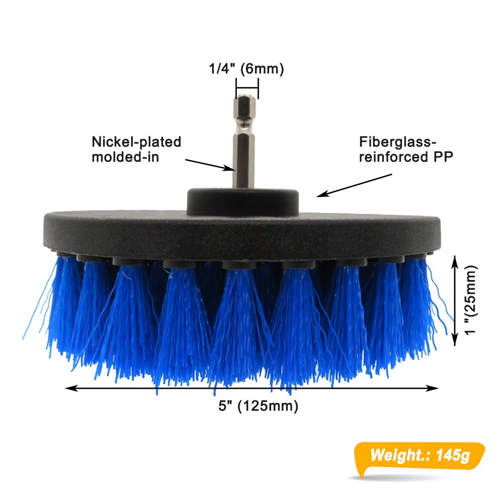 Cepillo de taladro eléctrico limpiador eléctrico amarillo de 2/3, 5/4/5 pulgadas, cerdas de dureza media, limpieza de ducha y baño, sin arañazos, 1 Uds.: 5Inch Blue