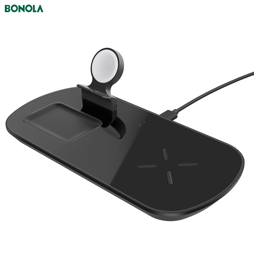 Bonola 3 in 1 wireless charger pad for iPhone 8/11/ apple watch/airpods pro 2 Magnetic wireless charger dock for iWatch 5/4/3/2