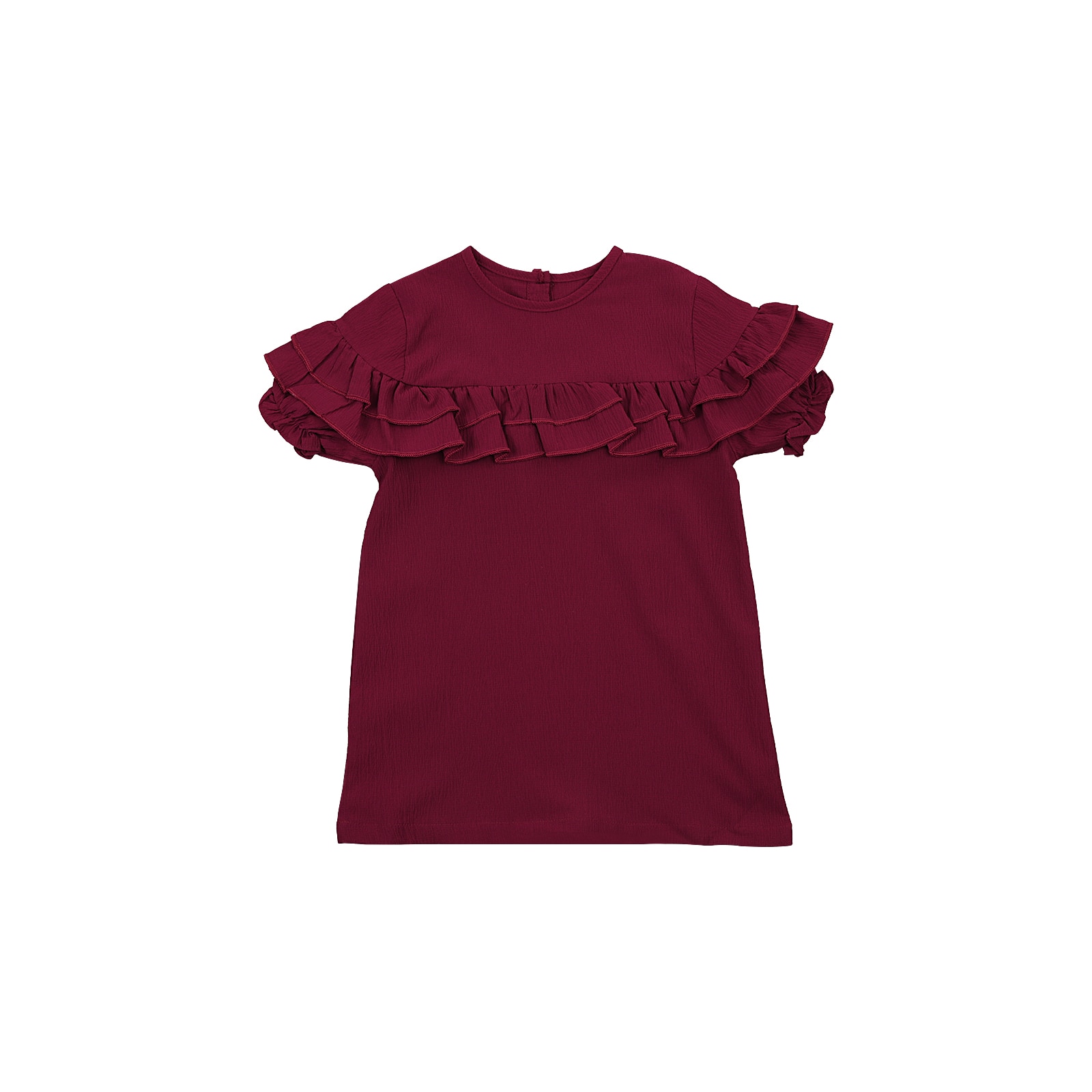 Meisje Effen Kleur Jurk, Kinderen Verstoorde Lace Tops Crew Neck T-shirt Rok Voor Kids