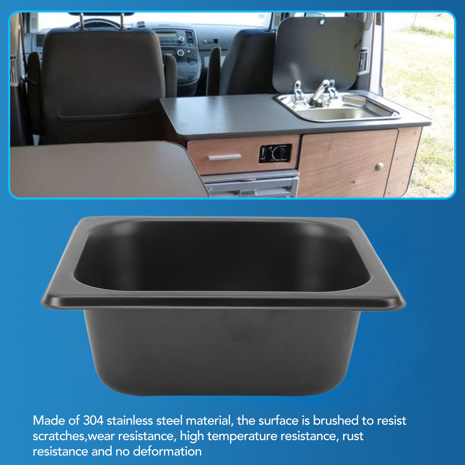 175X160X70mm RV Sink Stainless Steel Large Capacity In Bar Washbasin For Boat Caravan Camper