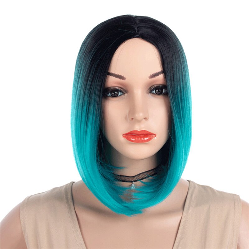 Msiwigs Twee Tonen Blonde Ombre Pruik Natuurlijke Afro Korte Steil Haar Synthetische Pruiken Voor Vrouwen Hittebestendige: Blauw