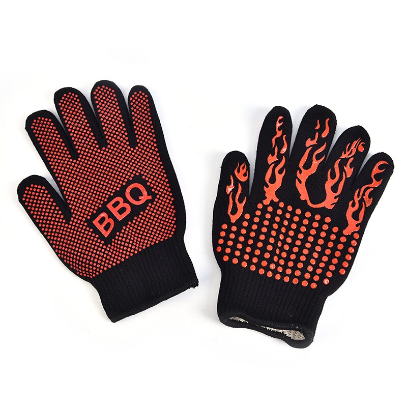 High temperature Resistant BBQ Fire Gloves Flame Retardant Non-slip Fireproof Grill Insulation Microwave Oven Gloves