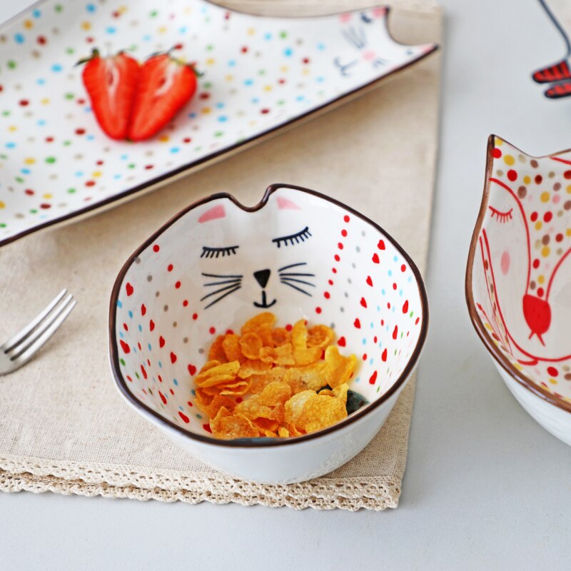Animal Ceramic Plate Breakfast Beef Dishes Cartoon Cute Dessert Dish Fruit Snack Plate Animal Dish Dinnerware Set